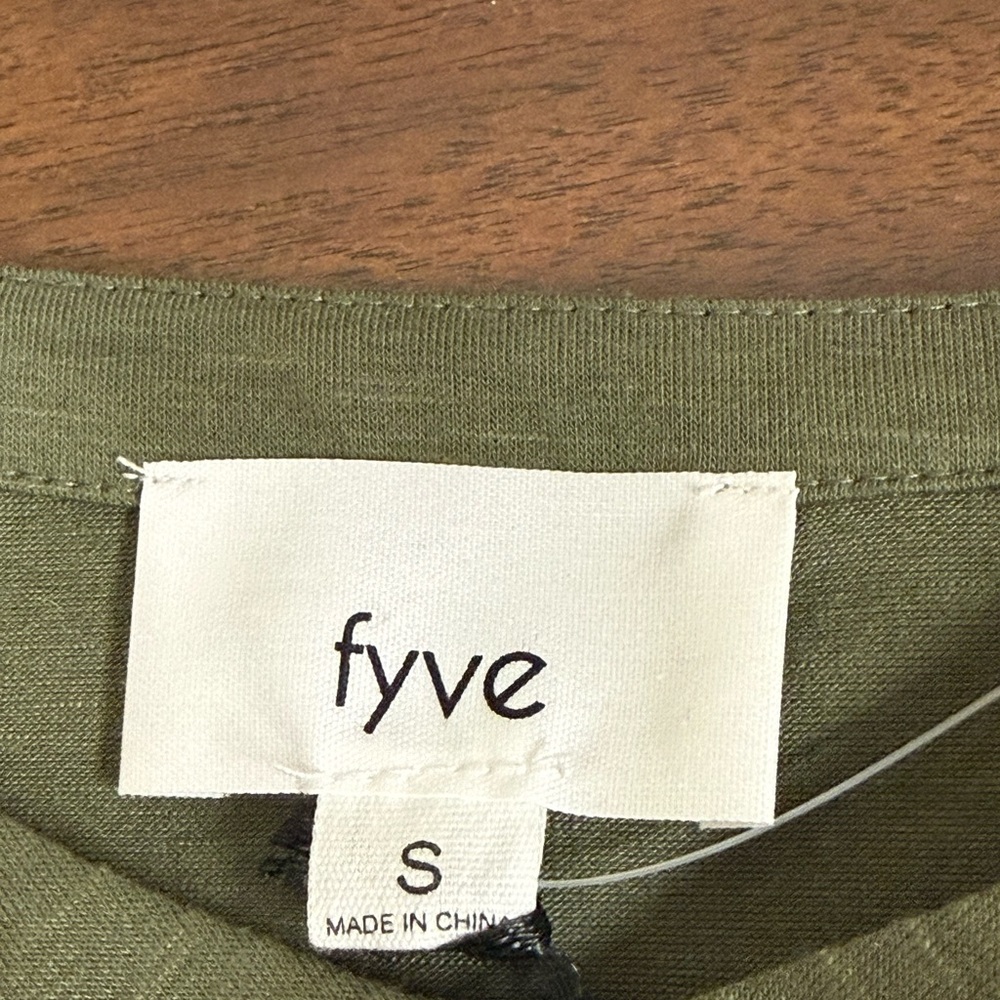 NWT Fyve Olive Lace Henley Tee Boho Crochet Cutout Top Small - Picture 5 of 8